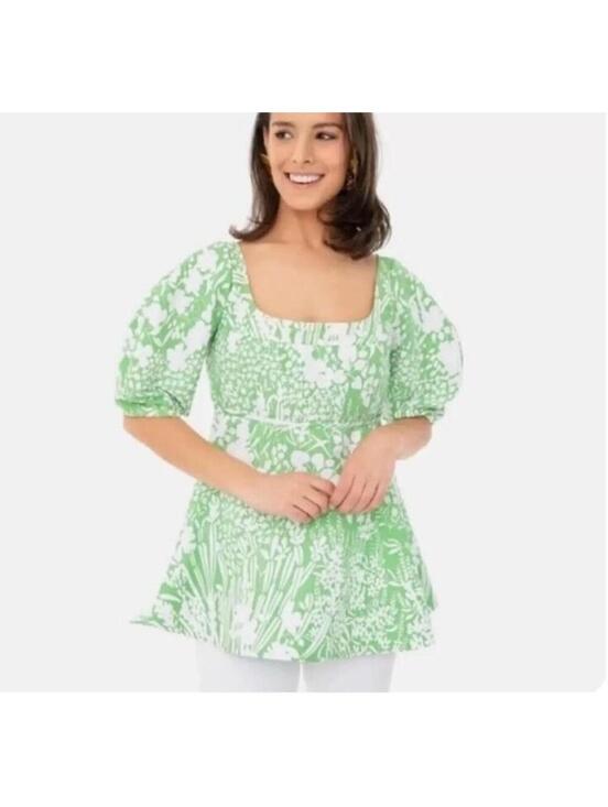 Tuckernuck Tops - NWT TUCKERNUCK green/white Nealy Corset Floral Top sz L